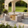 122cm Concrete & Aluminium Coastal Style Outdoor Dining Table