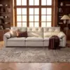 126" 3-Seater Genuine Leather Power Convertible Sleeper Sofa with Adjustable Headrests