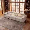 126" 3-Seater Genuine Leather Power Convertible Sleeper Sofa with Adjustable Headrests