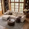 126" 3-Seater Genuine Leather Power Convertible Sleeper Sofa with Adjustable Headrests