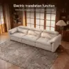 126" 3-Seater Genuine Leather Power Convertible Sleeper Sofa with Adjustable Headrests