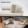 126" 3-Seater Genuine Leather Power Convertible Sleeper Sofa with Adjustable Headrests