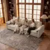 126" 3-Seater Genuine Leather Power Convertible Sleeper Sofa with Adjustable Headrests