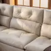 126" 3-Seater Genuine Leather Power Convertible Sleeper Sofa with Adjustable Headrests