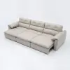 126" 3-Seater Genuine Leather Power Convertible Sleeper Sofa with Adjustable Headrests