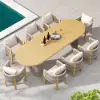 Costra 9-Piece Outdoor Aluminium & Rope Extendable Dining Set with 8 Chairs