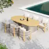 Costra 9-Piece Outdoor Aluminium & Rope Extendable Dining Set with 8 Chairs