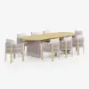 Costra 9-Piece Outdoor Aluminium & Rope Extendable Dining Set with 8 Chairs