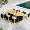 Costra 9-Piece Outdoor Aluminium Frame Rope Dining Set with Extendable Table & 8 Chairs