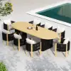 Costra 9-Piece Outdoor Aluminium Frame Rope Dining Set with Extendable Table & 8 Chairs