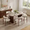 Picture of 79"-95" Extendable Sintered Stone Dining Table Set with 6 Chairs