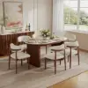 Picture of 79"-95" Extendable Sintered Stone Dining Table Set with 6 Chairs