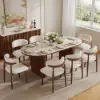 Picture of 79"-95" Extendable Sintered Stone Dining Table Set with 8 Chairs