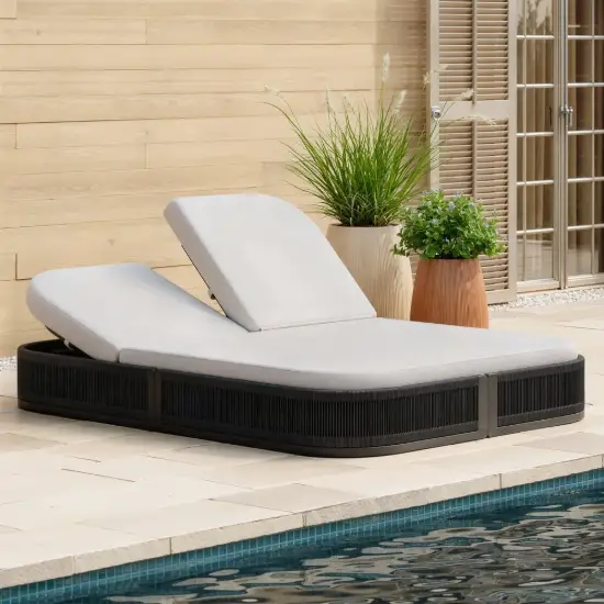 Costra Outdoor Aluminium & Rattan Chaise Lounge in Black