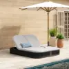 Costra Outdoor Aluminium & Rattan Chaise Lounge in Black
