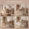 81" Queen 3-Seater Velvet 4 in 1 Futon Convertible Sleeper Sofa