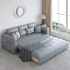 Picture of 233cm King Faux Leather Pull-out Sleeper Sofa with Storage and Side Pockets – AUD-H3223