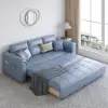 233cm King Faux Leather Pull-out Sleeper Sofa with Storage and Side Pockets – AUD-H3224