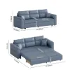 233cm King Faux Leather Pull-out Sleeper Sofa with Storage and Side Pockets – AUD-H3224