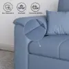 233cm King Faux Leather Pull-out Sleeper Sofa with Storage and Side Pockets – AUD-H3224
