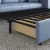 233cm King Faux Leather Pull-out Sleeper Sofa with Storage and Side Pockets – AUD-H3224