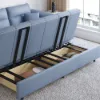 233cm King Faux Leather Pull-out Sleeper Sofa with Storage and Side Pockets – AUD-H3224