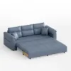 233cm King Faux Leather Pull-out Sleeper Sofa with Storage and Side Pockets – AUD-H3224