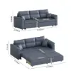 233cm King Faux Leather Pull-out Sleeper Sofa with Storage and Side Pockets – AUD-H3225