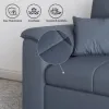 233cm King Faux Leather Pull-out Sleeper Sofa with Storage and Side Pockets – AUD-H3225