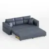 233cm King Faux Leather Pull-out Sleeper Sofa with Storage and Side Pockets – AUD-H3225