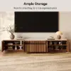 Aura 80" Ash Wood Fluted Walnut Projector TV Stand with Sintered Stone Top