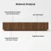 Aura 80" Ash Wood Fluted Walnut Projector TV Stand with Sintered Stone Top