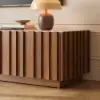 Aura 80" Ash Wood Fluted Walnut Projector TV Stand with Sintered Stone Top