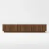 Aura 80" Ash Wood Fluted Walnut Projector TV Stand with Sintered Stone Top