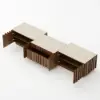 Aura 80" Ash Wood Fluted Walnut Projector TV Stand with Sintered Stone Top