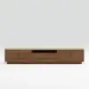 Aura 80" Ash Wood Fluted Walnut Projector TV Stand with Sintered Stone Top
