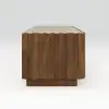 Aura 80" Ash Wood Fluted Walnut Projector TV Stand with Sintered Stone Top
