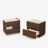 Horva 2-Drawer Walnut Nightstand with Charging Station & Sintered Stone Top, Set of 2