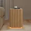Aura Ash Wood Fluted Natural Side Table with Sintered Stone Top