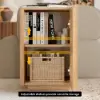 Aura Ash Wood Fluted Natural Side Table with Sintered Stone Top