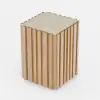 Aura Ash Wood Fluted Natural Side Table with Sintered Stone Top