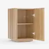 Aura Ash Wood Fluted Natural Side Table with Sintered Stone Top