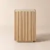 Aura Ash Wood Fluted Natural Side Table with Sintered Stone Top