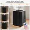 Aura Ash Wood Fluted Black Side Table with Sintered Stone Top