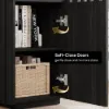 Aura Ash Wood Fluted Black Side Table with Sintered Stone Top