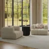 Aura Ash Wood Fluted Black Side Table with Sintered Stone Top
