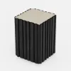 Aura Ash Wood Fluted Black Side Table with Sintered Stone Top
