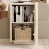 Aura Ash Wood Fluted Washwhite Side Table with Sintered Stone Top