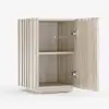 Aura Ash Wood Fluted Washwhite Side Table with Sintered Stone Top