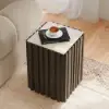 Aura Ash Wood Fluted Side Table with Sintered Stone Top